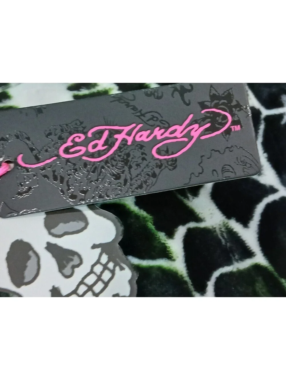 Ed Hardy Spooky Halloween Plush Throw Blanket Gothic Cat Spiderweb NWT
